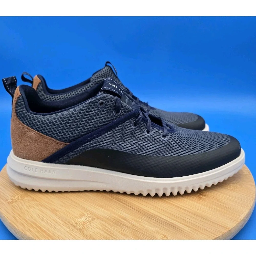 Cole Haan Mens Grand+ Hybrid Sneakers 9.5 Navy Mesh & Suede Comfort‎ Shoes NWOB
